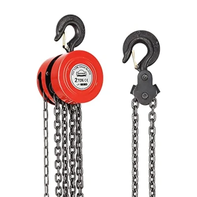Afbeelding van Dewinner Handmatige kettingtakel met robuuste haak 2 ton, 3 m hefvermogen, rood
