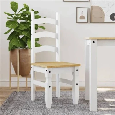 Afbeelding van Eetkamerstoelen 2 st Corona 42x47x107 cm grenenhout wit