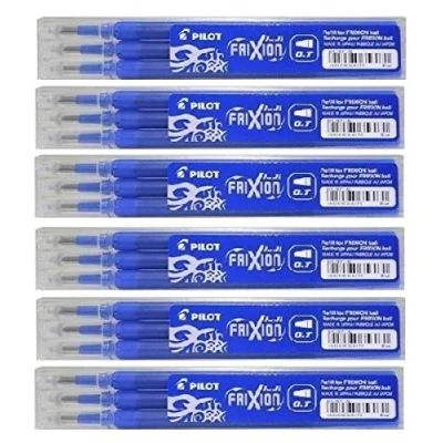 Afbeelding van Pilot Pen Frixion Vervangende Stiften, Uitwisbaar, 6 x 3 Vullingen, 0,7 mm, Blauw
