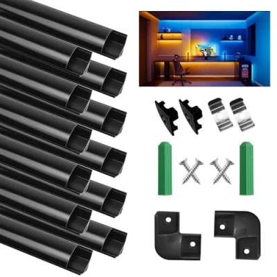 Afbeelding van aluminium led profiel, 12 x 1 m U Shape profielen, kanalen en diffusers met pc afdekking complete accessoires, compacte professionele afwerking voor ledstrip (zwart V)