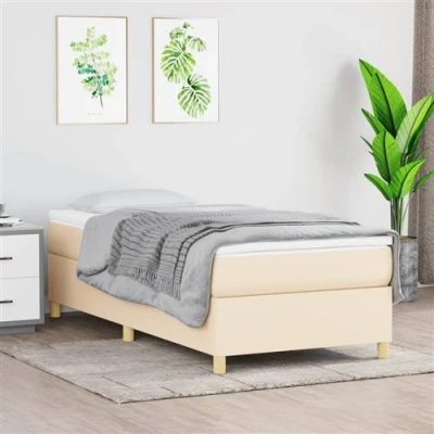Image de vidaXL Sommier à lattes de lit avec matelas Crème 100x200 cm Tissu