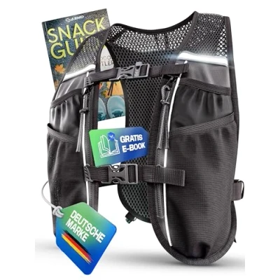Afbeelding van SASMO® hardloopvest voor dames en heren, 5 liter, hardloopvest, ultralicht 260 g ademend, hardlooprugzak 8 zakken, drinkvest