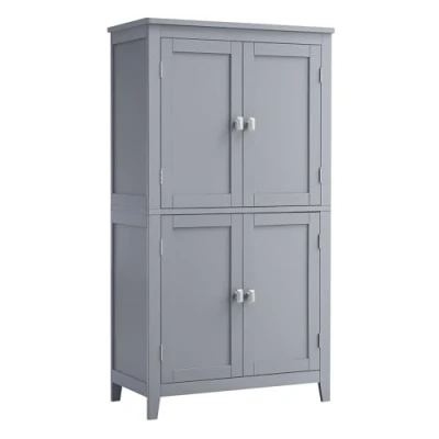 Afbeelding van VASAGLE Badkamerkast, opbergkast, keukenkast met 4 deuren, verstelbare planken, 30 x 60 110 cm, mystiek grijs BBC552P36