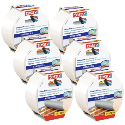 Afbeelding van tesa 55731 00500 11 Dubbelzijdige tape set Wit (l x b) 10 m 50 mm 6 stuk(s)