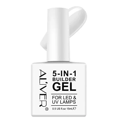 Afbeelding van 5 in 1 opbouwgel voor nagels en basisgel, witte bouwgel een fles van 15 ml, harde nagelverlengingsgel zonder