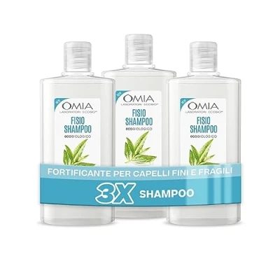 Afbeelding van Omia, Fisio Tracant Shampoo met melaleuqueolie, voor fijn en vers haar, kaas, rtructierend anti veelvuldig wassen, zonder siliconen SLES, 3 flessen van 200 ml