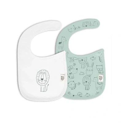 Afbeelding van 2 stuks slabbetjes 20x30 cm dieren groen