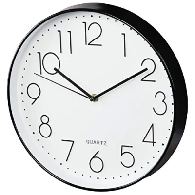 Afbeelding van Wandklok Elegance Ø 30 Cm Geluidsarm Zwart/wit