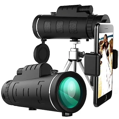 Afbeelding van Retoo 12X monoculaire telescoop, telefoonklem, vogelobservatie, maan, planeten, sterrenkijken, wandelen, telelens voor mobiele telefoons, draagbaar statief