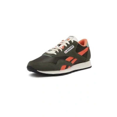 Afbeelding van Reebok Classic Nylon Unisex Sneakers laag, Maat: 45.5, Hunter green/pump orange/vintage chalk Leer en textiel
