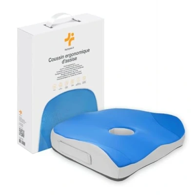 Afbeelding van Inphysio® Ergonomisch zitkussen, orthopedisch geheugenkussen, stuitbeenkussen, stoelkussen, autokussen, reiskussen, 45 x 37 9 cm
