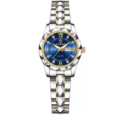 Afbeelding van Binbond Dameshorloge Zilver, Goud en Blauw