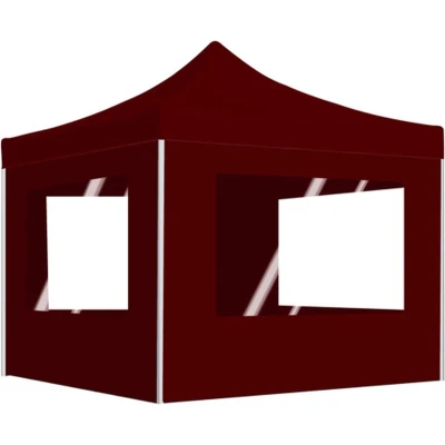 Afbeelding van Partytent inklapbaar met wanden 2x2 m aluminium bordeauxrood