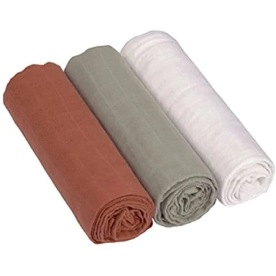 Image de LÄSSIG Bébé Couverture de puériculture Drap Lot 3 en coton 85 x cm/Swaddle &amp; Burp Blanket L rust/olive/milky