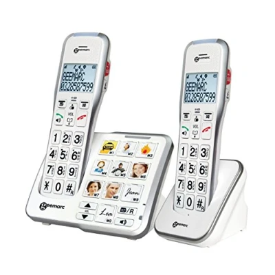 Image de Geemarc Téléphone Répondeur Amplidect 595 Big Button Duoset (dect595 2foto_wh_vde)