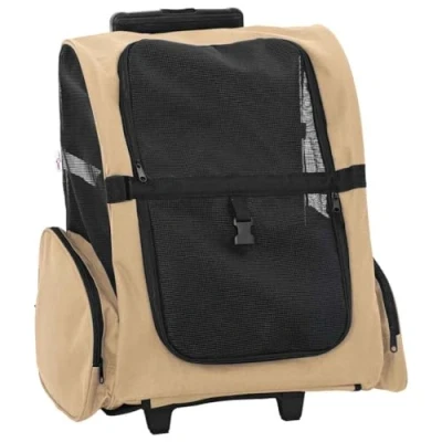 Afbeelding van vidaXL Huisdierentrolley 3 in 1 48x32x57 cm oxford stof zandkleurig
