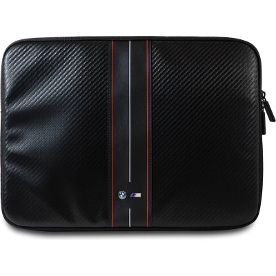 Afbeelding van BMW Carbon Red Stripes Laptop Sleeve Geschikt voor o.a. Apple MacBook (14&quot;) Zwart