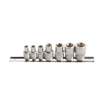 Afbeelding van SW Stahl 04430L Doppenset 7 Buiten Torx, E profiel Chroom vanadium staal 1/4, 3/8 Vierkant