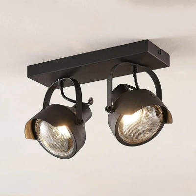 Afbeelding van Lindby buitenspot 2lichts metaal, glas H: 21.5 cm GU10 zwart