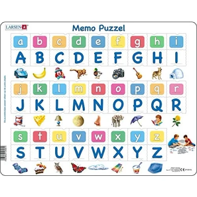 Afbeelding van Larsen GP426 Memopuzzel: het alfabet met 26 hoofdletters en kleine letters, Nederlandse editie, 52 delige framepuzzel