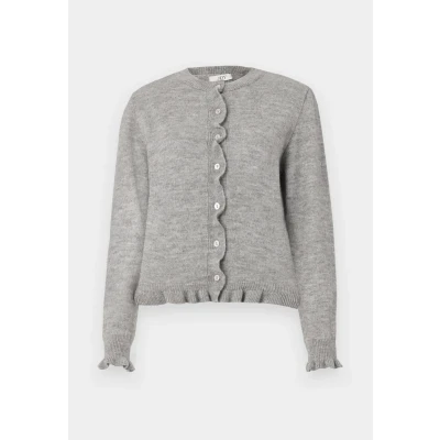 Afbeelding van JDY Jdyletty Frill Cardigan Vest, Dames, Maat: Small, Light grey melange