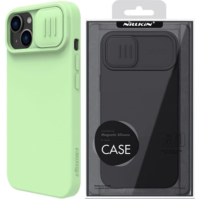 Afbeelding van Nillkin CamShield Silky Silicone Case iPhone 14 Plus hoesje met cameracover groen