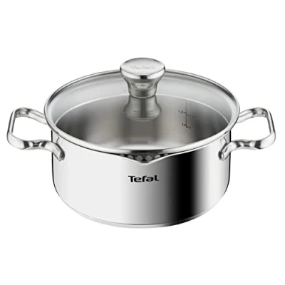 Afbeelding van Tefal Duetto Kookpan met Deksel Ø20cm Stoomgaatjes RVS Geschikt voor alle warmtebronnen Zilver