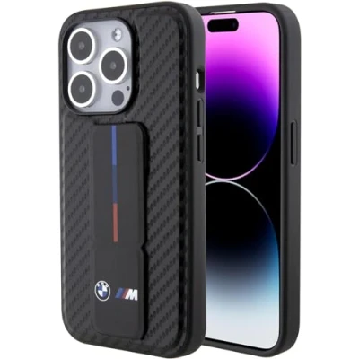 Afbeelding van BMW M Carbon Grip Stand Back Case Apple iPhone 15 Pro (6.1&quot;) Zwart