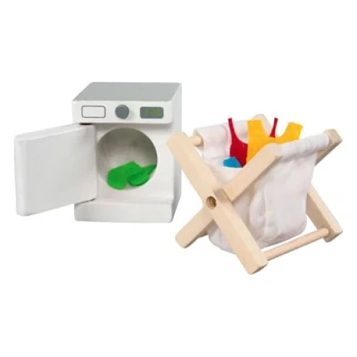 Afbeelding van Goki Houten Poppenhuis Meubels Wasruimte Accessoires