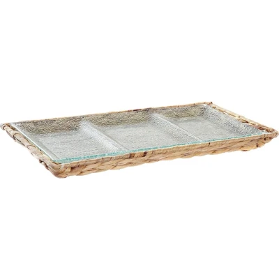 Afbeelding van Snackdienblad DKD Home Decor 42 x 20 3,5 cm Kristal Natuurlijk Transparant