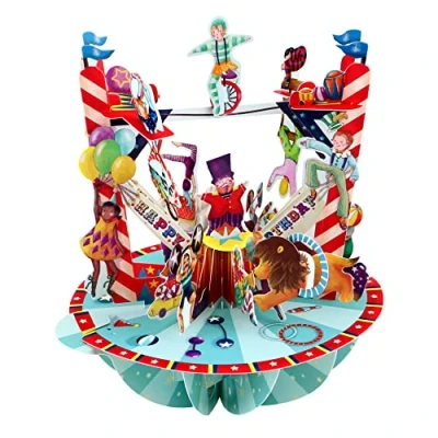 Afbeelding van Santoro Pirouette 3D pop up wenskaart circus voor kinderen, familie, verjaardag