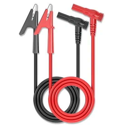 Afbeelding van Cleqee 2 x prueba kabel voor multímetro, 4 mm banana conector a cable con cocodrilo clip, resistent laboratorium kabel, clips (1 m, rood en zwart)