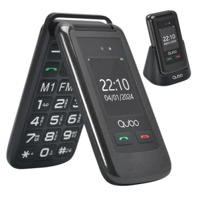 Afbeelding van Qubo Flip telefoon voor senioren, GSM, mobiele 2,4 inch display, hoog volume, SOS functie, Dual SIM ondersteuning, snelle oproep, FM radio, zaklamp, basis
