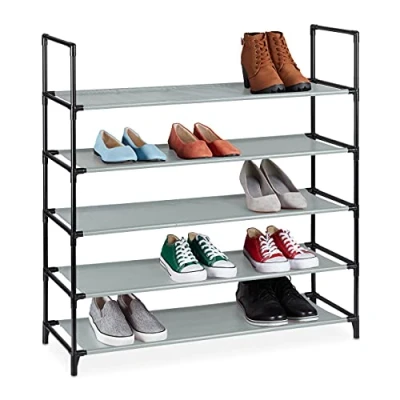 Afbeelding van Relaxdays Schoenenrek stof XL schoenen opbergrek campingkast schoenenkast grijs