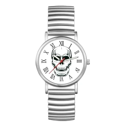 Afbeelding van JewelryWe Montre pour femme ultra fine, facile à lire, avec Bracelet élastique Doré/argenté, Argent C., Adult,