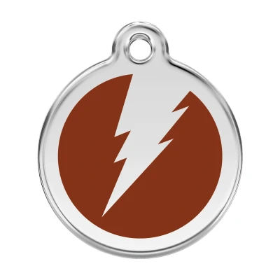 Afbeelding van Flash Brown roestvrijstalen hondenpenning large/groot dia. 3,8 cm RedDingo
