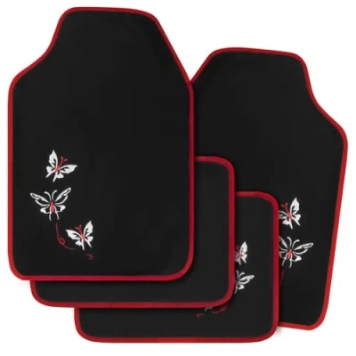Afbeelding van WOLTU AM7140rt Universele antislip vloermatten met rood vlinderborduurwerk