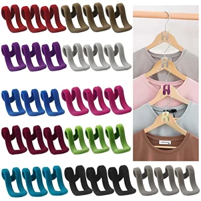 Afbeelding van Vlokhaak, 33 stuks, antislip, bespaart ruimte, haken voor het ophangen van waterval, gemaakt antislip vlokken, kleerhangers, 11 kleuren