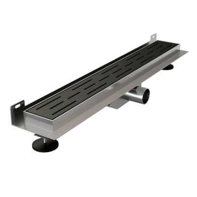 Afbeelding van Brauer Douchegoot 50x7. 5cm muurflens RVS Zwart