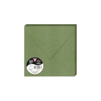 Afbeelding van Clairefontaine 5073C, een verpakking met 20 enveloppen, vierkant, 16,5 x cm, 120 g/m², kleur: saliegroen, uitnodiging voor evenementen en overeenkomst, Pollen serie, glad papier van hoge