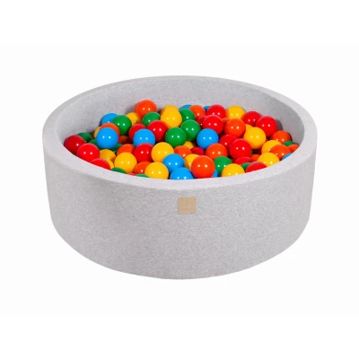 Afbeelding van Katoenen Ballenbak in Licht Grijze Kleur Ballenbakje België Geel/Rood/Donkergroen/Oranje/Blauw
