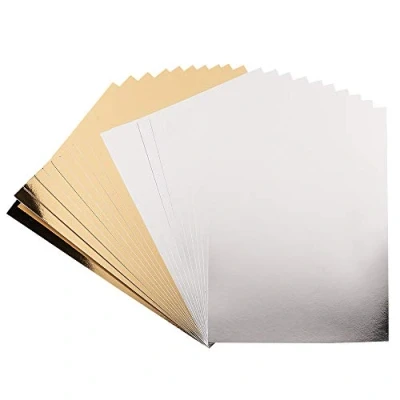 Afbeelding van Ideen mit Herz 20 vellen spiegelkarton metallic papier knutselpapier DIN A4 200 g/m² zilver en licht goud