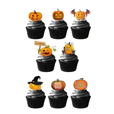 Afbeelding van Top That Set van 24 eetbare papieren taartdecoraties met Halloween thema