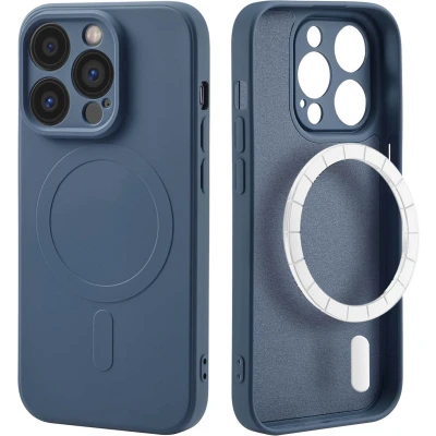 Afbeelding van iMoshion Hoesje Geschikt voor iPhone 14 Pro Siliconen Color Backcover MagSafe Donkerblauw