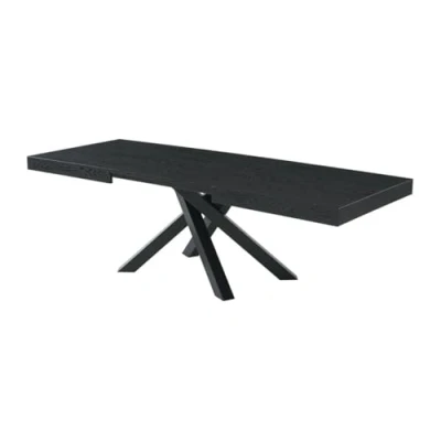 Afbeelding van Vente unique Uitschuifbare eettafel 6 tot 10 plaatsen van mdf en metaal Zwart CATONAV L 240 cm x H 75 D 90