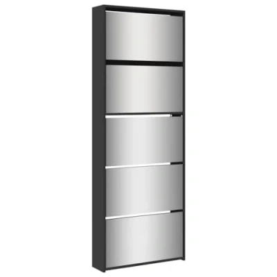 Image de vidaXL Armoire à chaussures avec miroir 5 niveaux noir 63x17x169,5 cm3228280