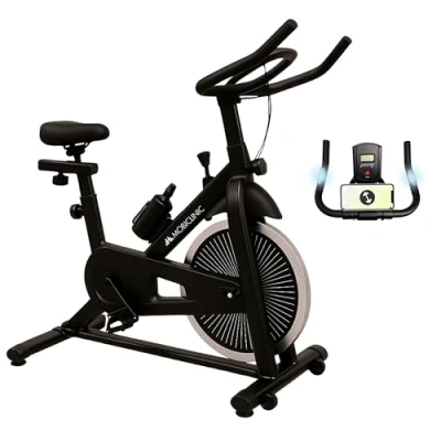 Afbeelding van Mobiclinic Teide Spinningfiets Verstelbaar Max. 120 kg Trainingscontrole Verschillende weerstandsniveaus Hometrainer LCD scherm Hartslagmeter Flessen en Telefoonhouder