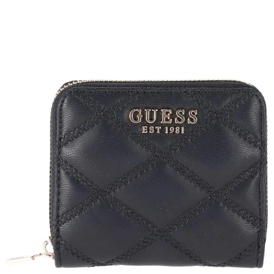 Afbeelding van GUESS Portemonnee Tamsin Small Zip Around Wallet Black Zwart