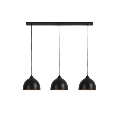 Afbeelding van Hanglamp 3 lichts zwart met goud 130cm