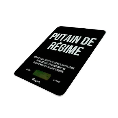 Afbeelding van FISURA Digitale keukenweegschaal &quot;p*tain dieet&quot; elektronische precisieweegschaal 5kg/11lbs. Multifunctionele voedselweegschaal. Glas en ABS. 15 x 22